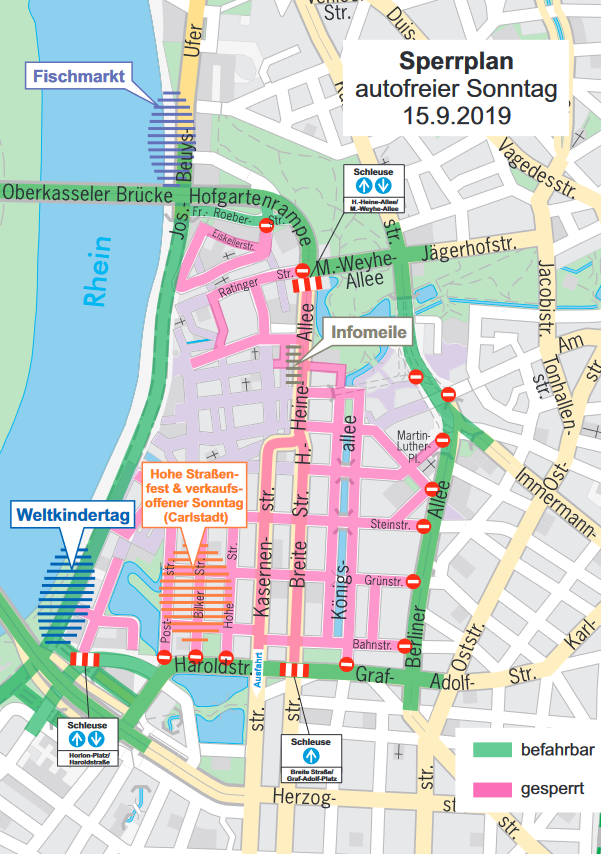 Duesseldorf's tweet photo. #AutofreierSonntag in der Innenstadt 🚗🚫 + kostenloser #ÖPNV rund um die Uhr im gesamten Stadtgebiet 🚌🚋🚈🚆👍

Am 15. September setzt Düsseldorf ein Zeichen für nachhaltige #Mobilität!

➡ https://t.co/752JNeTVxQ https://t.co/JAe4XfKUZI