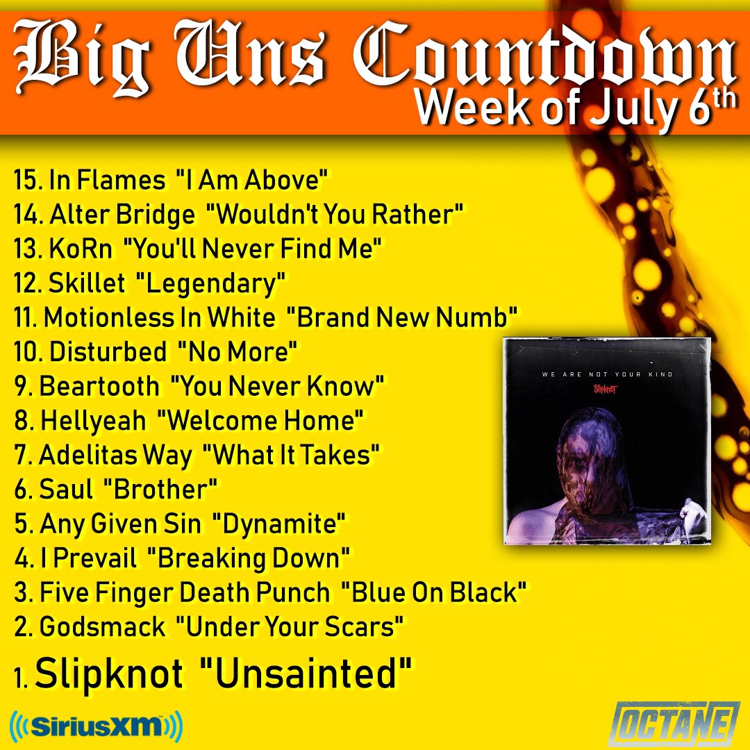 SiriusXMOctane's tweet image. #BIGUNS Countdown from the week of July 6th