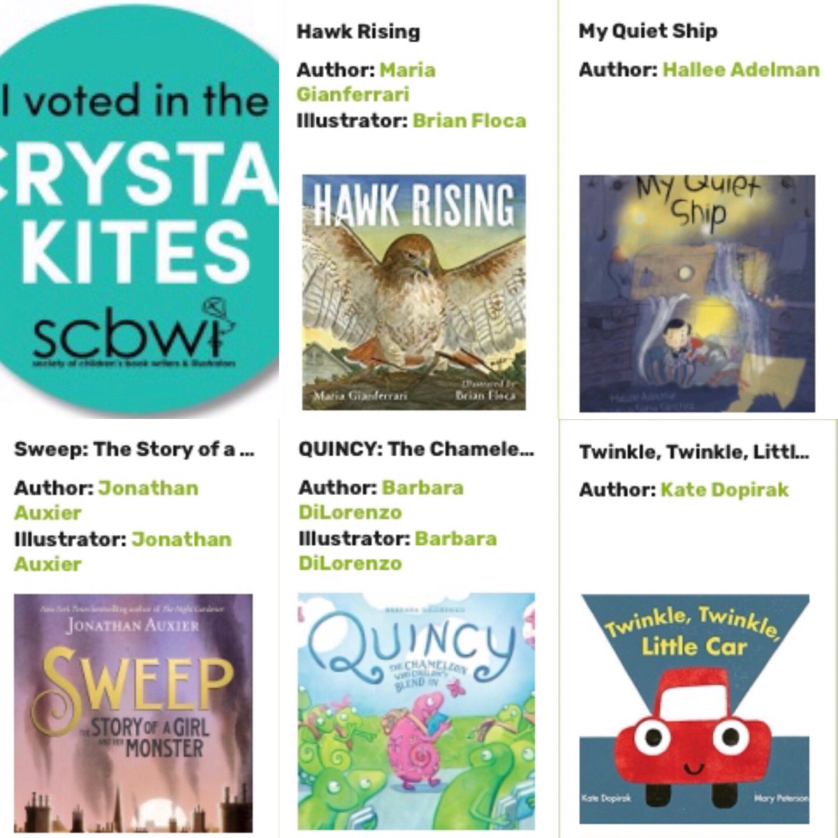 HalleeAdelman's tweet photo. So honored #myquietship @AlbertWhitman was a finalist 4 the #crystalkite award w/ special books by @JonathanAuxier @katedopirak @BarbDiLorenzo! @scbwi @SCBWIEastPA @NJSCBWI keeps on giving! #grateful. Congrats #hawkrising #mariagianferrari @BrianFloca 4 winning the region! ❤️ https://t.co/UJIdpmus22