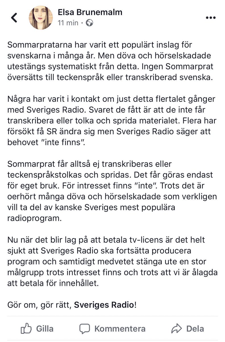 brunemalm's tweet photo. Med vänlig hälsning, surkärring_87 #tillgänglighet #funkpol @sverigesradio https://t.co/nRCotHTsZ4