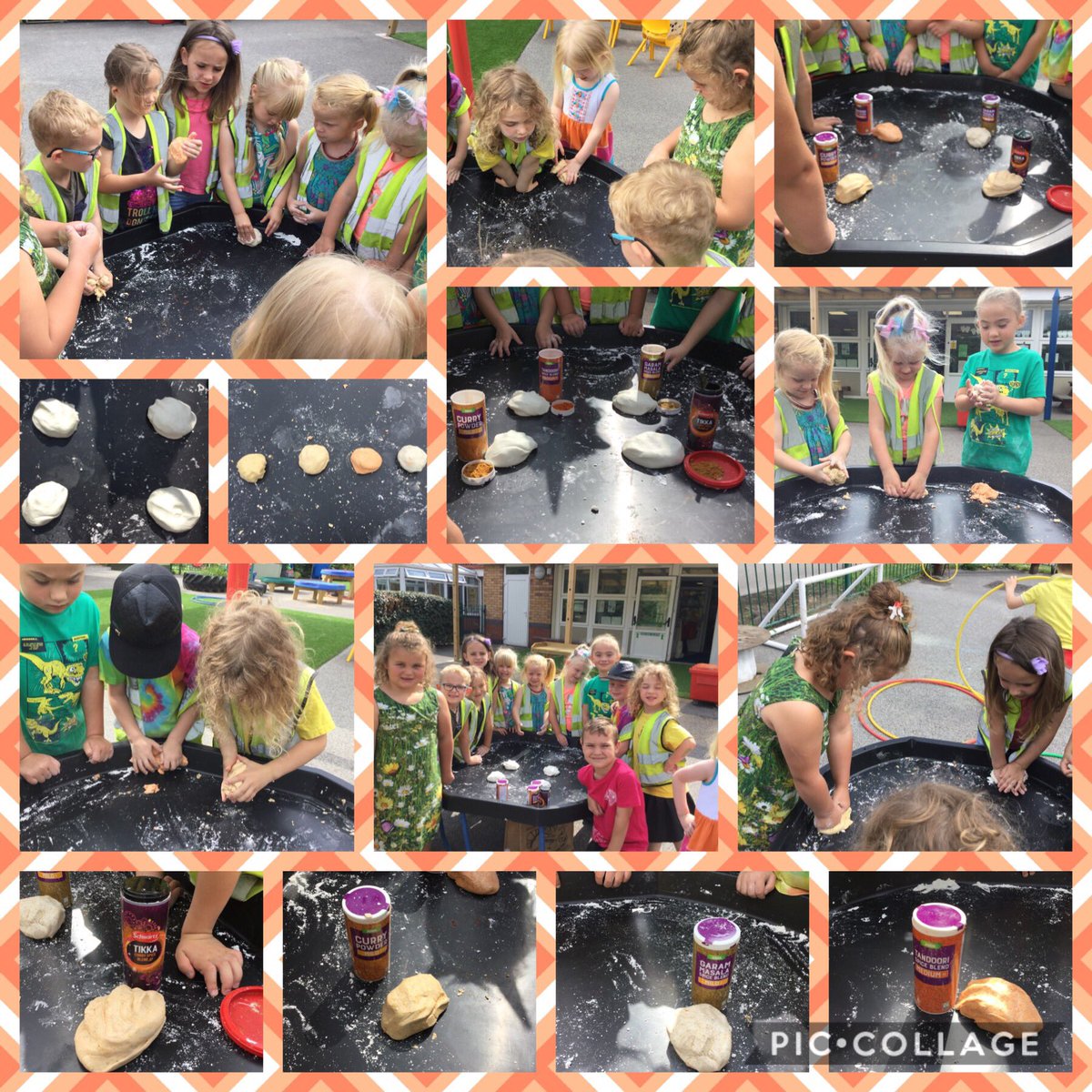 WMPrimaryF2's tweet photo. This morning we made some ‘cloud’ play dough outside. We then used some Indian spices to colour the dough. #SmellsDelicious #IndianArtsWeek #TeamWork https://t.co/wUGnsF2X1l