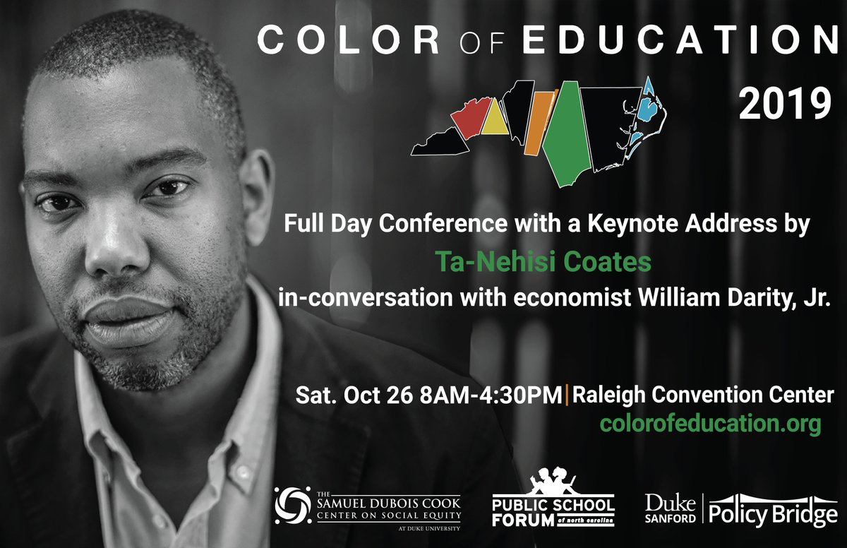 theNCForum's tweet image. Registration opens on Monday 7/15 for #ColorOfEducation 2019. Keynote by Ta-Nehesi Coates + in-conversation with Sandy Darity. Full day program includes Ali Michael of Race Institute for K-12 Educators, Ronda Taylor Bullock of we are and many more. colorofeducation.org/color-of-educa…