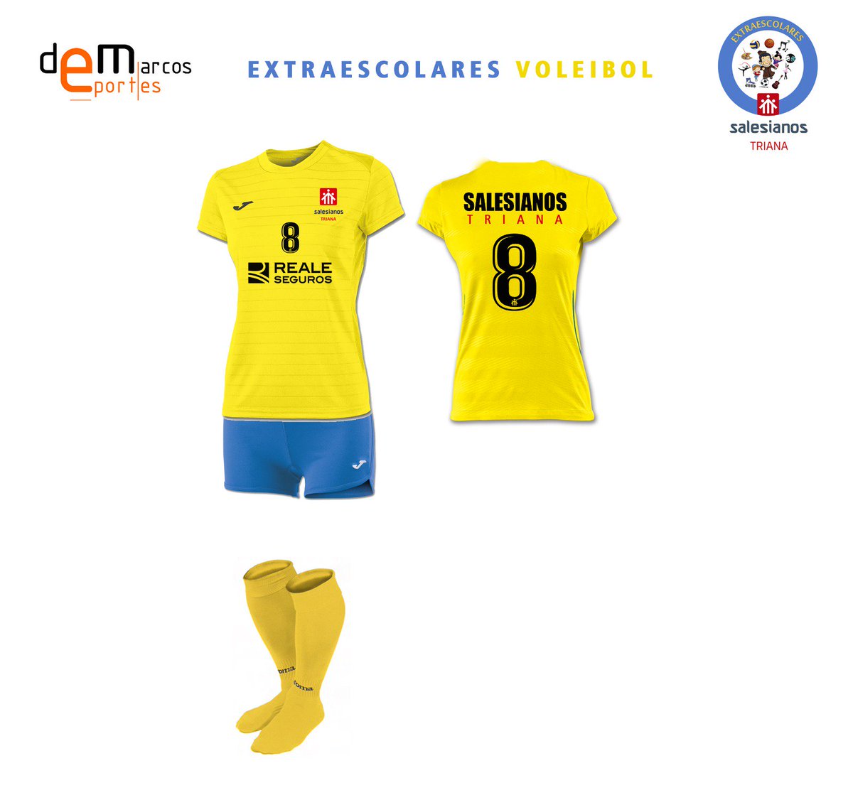 Extraesc's tweet photo. Equipaciones preparadas para la temporada 19/20.💪 Nuestros equipos  visten con la marca deportiva JOMA y los patrocina SEGUROS REALE. Participa en las diferentes ligas inscribiéndote en SEPTIEMBRE del 16 al 19 de 17:00 a 19:00.@salesianotriana @Reale_Seguros @IMDSevilla https://t.co/BvlOwL2ukJ