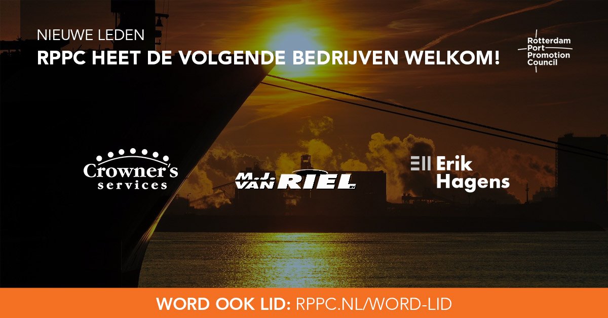 Drie nieuwe bedrijven zijn lid geworden van het Rotterdamse havencollectief. Namens het RPPC-team en alle andere leden heten wij van harte welkom: Crowner's Services BV, MJ van Riel BV en Erik Hagens. Ook lid worden? Bekijk de mogelijkheden: bit.ly/2XYy19R