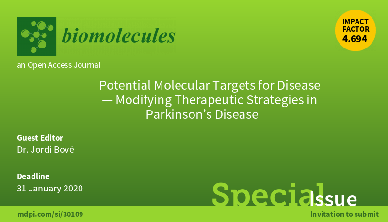 Biomol_MDPI's tweet photo. New Special Issue "Potential Molecular Targets for Disease—Modifying Therapeutic Strategies in Parkinson’s Disease" by Dr. Jordi Bové @VHIR_ @ciberned
✏️Open for submissions now
🗓️31 January 2020
#Parkinsondisease #neuronaldeath #neuroprotection #geneticriskfactors https://t.co/7G7mevRGBQ