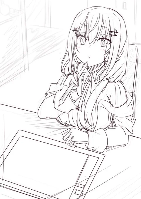 今日は初めから見られませんでしたが
絵を描く葉加瀬さんをさらに絵を描きました、10分ちょっとで構図のラフだけ 