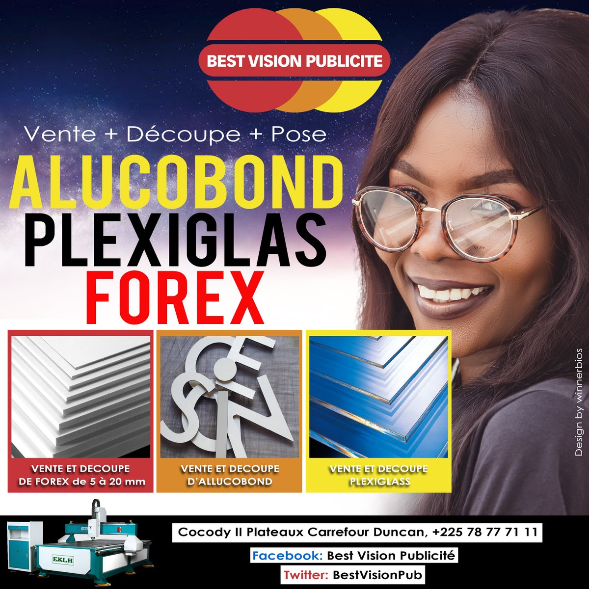 BestVisionPub's tweet photo. VOUS DESIREZ COMMANDER DU PLEXIGLAS OU DU FOREX OU DE  L'ALUCOBOND? UNE ADRESSE BEST VISION PUBLICITE. COCODY II PLATEAUX CARREFOUR DUNCAN. +225 48 37 47 60 / 78 77 71 11. https://t.co/39ssm9dZuc