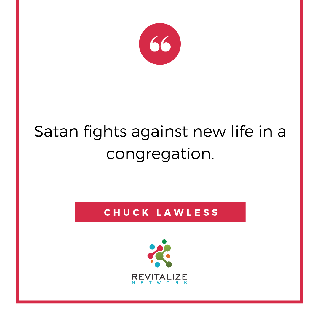 RevitalizeNet's tweet photo. Satan fights against new life in a congregation. He’s not alarmed by plateaued and declining churches, but he’s not a fan of churches that begin to reach people again. If his arrows can slow down the process and discourage the leaders at the same time, he’s pleased. —@Clawlessjr https://t.co/XMZz98mtje
