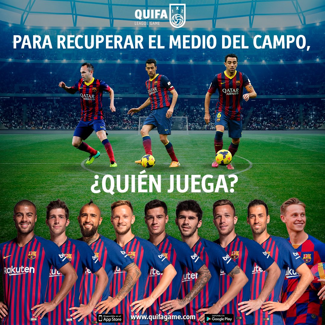 quifagame's tweet photo. ⚽️Xavi, Iniesta y Busquets son para muchos aficionados el trio de centrocampistas más potente en la historia del Barça.
Para intentar emular a este trio, si tu fueras Valverde ¿quién juega los partidos decisivos?
--> Descarga https://t.co/W9BHubMfY5
#QuifaGame #Futbol #Deportes https://t.co/NlAOYxeZLO