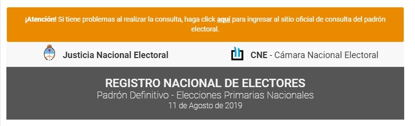 Dónde voto: ya está el padrón que se utilizará en las elecciones del 11 de agosto bit.ly/30sSr8E