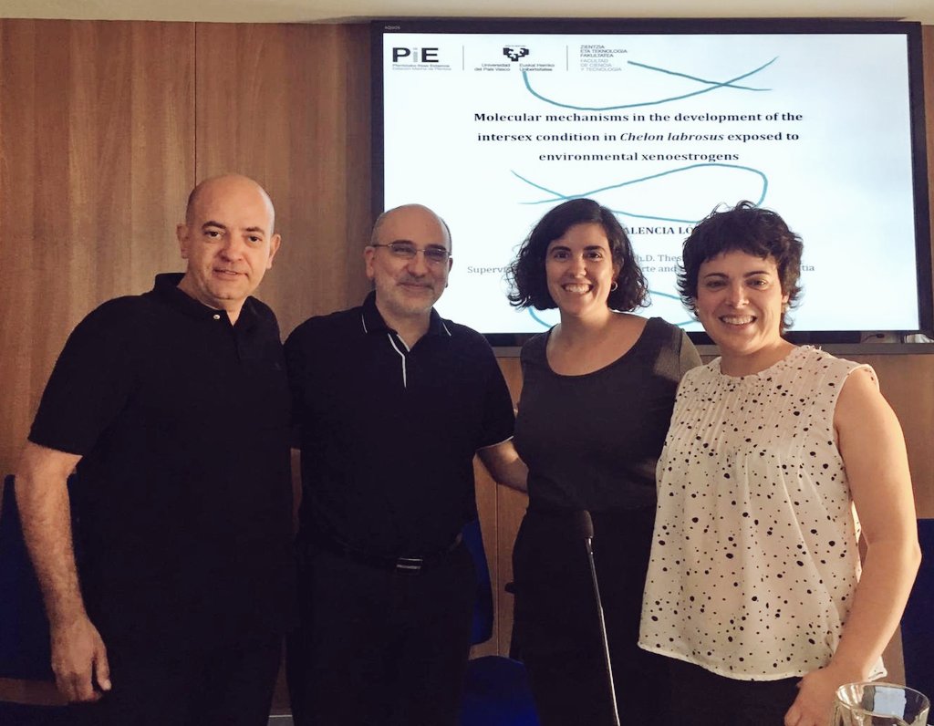 bcpdiaro's tweet image. Zorionak Ainara! One more #WomenInScience, congrats! You really deserve it. #PhD #teleost #intersex #atresia #xenoestrogens #thicklipgreymullets. Supervissed by: @IbonCancio &amp;amp; M. Ortiz-Zarragoitia. Evaluated by: E. Rocha, J. Asturiano and myself.