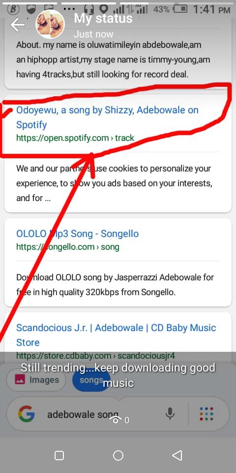MuzikShizzy's tweet photo. Still trending...
Keep downloading good music..
#Odoyewu
#MadOne https://t.co/OtVzSuwt0s