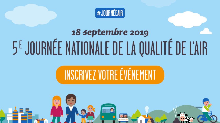 Evénement >> 18 septembre 2019 Journée nationale de la Qualité de l'air ! Toutes les collectivités, les entreprises, les associations, les écoles et les citoyens d'Auvergne-Rhône-Alpes sont invités à participer ! #journeeair bit.ly/2XH3NJb