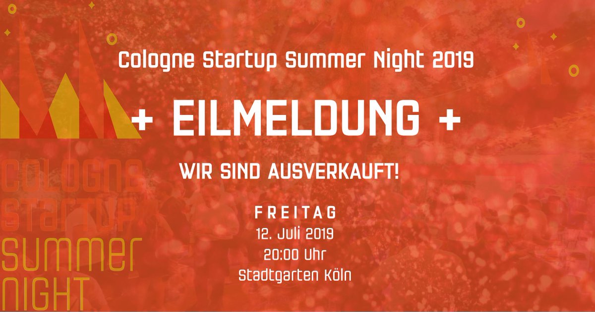 StartupVerband's tweet photo. #Startup-Freunde, wir sind restlos ausverkauft 💥 Deshalb wird es KEINE ABENDKASSE geben! Wenn ihr euer Ticket weiterverkauft, weil ihr nicht kommt, muss der/die neue Ticket-Inhaber*in bei der Akkreditierung ein Ticket nachweisen UND den Namen des ursprünglichen Käufers angeben! https://t.co/nvT8IO52l4