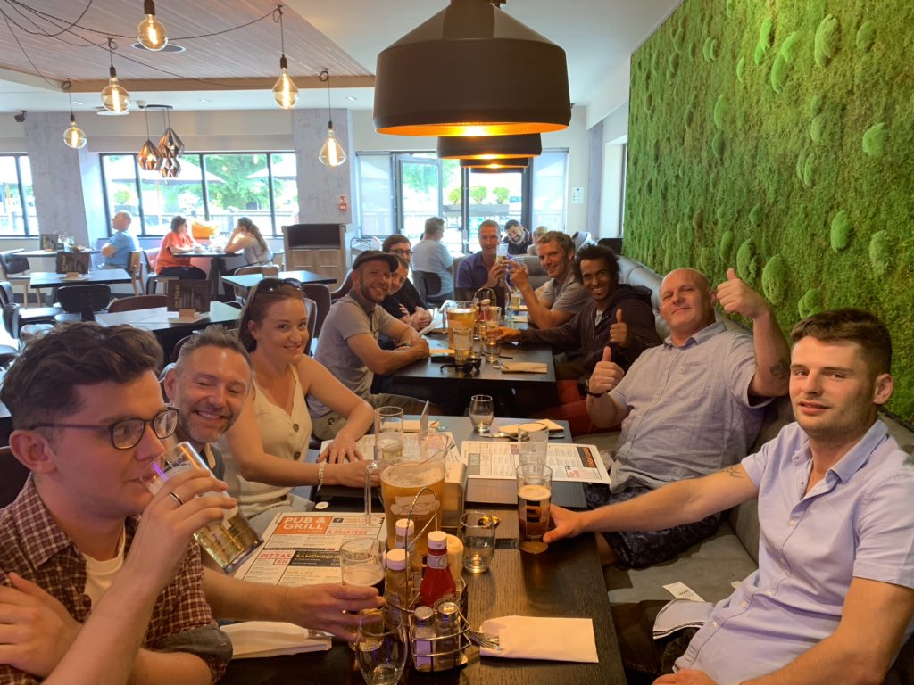PWPLandscape's tweet photo. Itโs summer works do time! Great time smashing balls @groovesgolf then to the @village_leeds for lunch then start the famous otley run! #beatswork https://t.co/wm5f6mi5qB