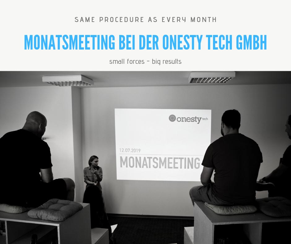 Monatlich nehmen wir uns Zeit und rekapitulieren: Was ist dem letzten Monat passiert, was gibt es für neue anstehende Herrausforderungen und tolle Projekte. 
Mit einem Kopf voller neuer Ideen verabschieden wir uns damit ins Wochenende!
#catchingup #GrowthMindset #onestytech
