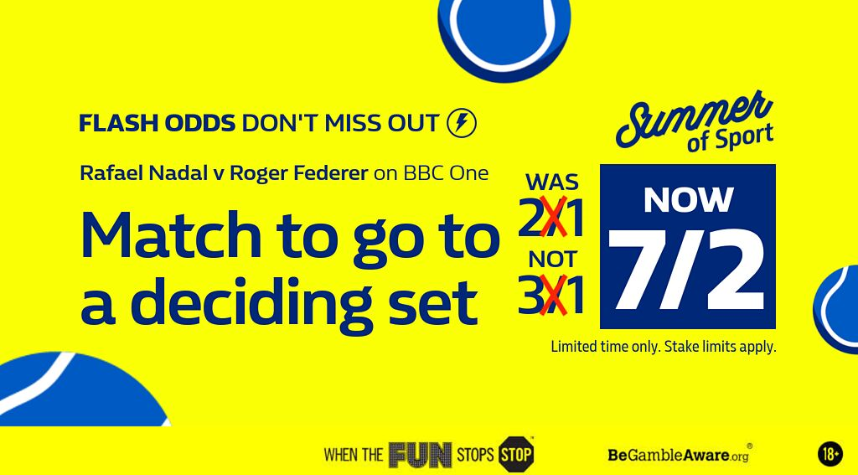 Wimbledon #FlashOdds

Match to go to a deciding set. (Nadal v Federer)

2/1 ❌
3/1 ❌
7/2 ✅

BET NOW >>> bit.ly/WillHill-BOAS

#Wimbledon