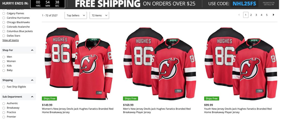 jack hughes jersey for sale