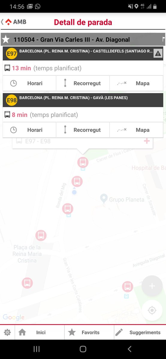 jrmoleroyll's tweet photo. He arribat a la parada 110503 a les 14:35 per agafar el bus #E97 a 14:40 h. Aquest primer servei no ha passat, ni tampoc el següent 14:55 h. Finalment, estic de camí a casa en el bus #L97 
...i l' #APP de mobilitat informa dels serveis amb normalitat :-(
@ATMbcn @BaixBus https://t.co/mYpzNdJsja