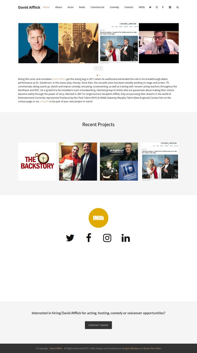 bricksplusclick's tweet image. Check out our most recent creation - New Hampshire actor Dave Afflick davidafflick.com   #webdesign #bricksplusclicks