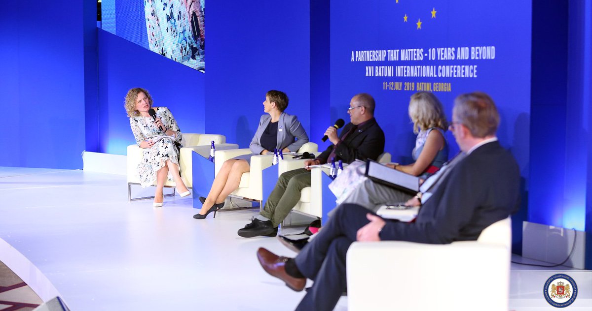 MFAgovge's tweet photo. Wrap-us Session: Eastern Partnership 2020 - Recharge and Update. Moderators give their insights as to where they would like to see the #Eastern Partnership within the next ten years' time #BatumiInternationalConferenceEaP10 #StrongerTogether #BatumiConference #BatumiEaP10 https://t.co/j3NzWWA14r