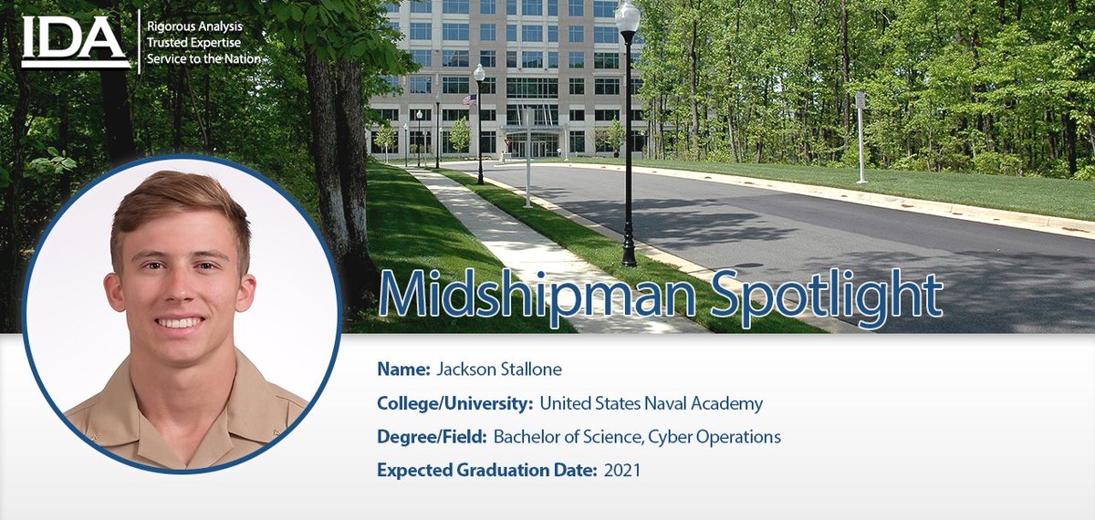 IDA_org's tweet image. Midshipman Spotlight: Jackson Stallone attends @NavalAcademy and is pursuing a bachelor’s degree in #cyberoperations.