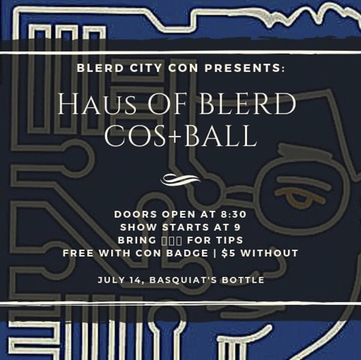 blerdcity's tweet photo. Who is ready for some nerdlesque?
Stop by @blerdcity this Sunday for Haus of BLERDS Cos + Ball !
Hosted by @blackIssuesISS2
Music by #DJMuse
Performers:
@noctuavindicta
@delta_major
@noire_khalisi
@foxsquire2016
#QueensofHearts and #bstings
Produced by #QueerlyFemmetas https://t.co/Zs4czktjZN
