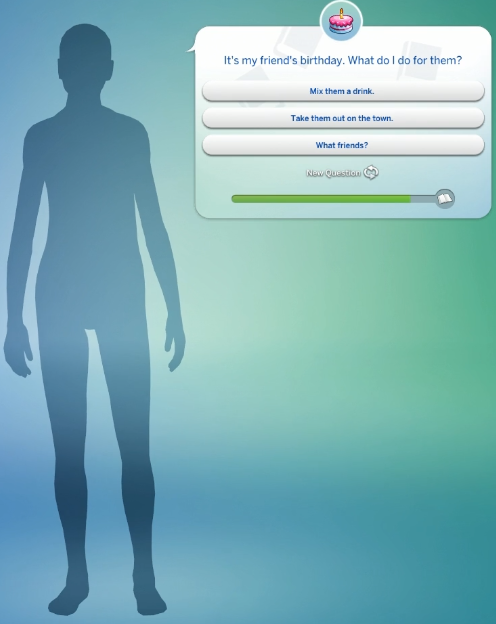 SimGuruNinja's tweet photo. I love answering these upfront questions about my sim to define their personality (aspirations, traits, and more). A fun new way to create sims. https://t.co/X2KbEgELo6