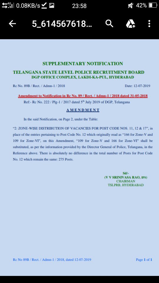 harishkumar_IND's tweet photo. Great recruitment..#tsplrb under #trs Govt. Initially tsplrb gave #166post #zone5 now it was changed #109post..166 post shifted to #zone6. #Telangana #adilabad #karimnagar #warangal #khammam #students see how our Govt. Recruitment Process. @TelanganaCMO @TelanganaDGP @KTRTRS sir https://t.co/JIdprJ1eCl