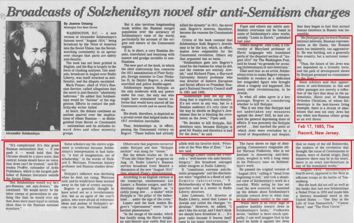 Happy Bernie didn't meet Solzhenitsyn.
"Slavic soul of Orthodox Russian Christians,of whom Solzhenitsyn is the best known living example saw other non-Russian ethic group as an evil threat. Ukraine should be a slave state,central Asians should have no voice,Jews cant be trusted."