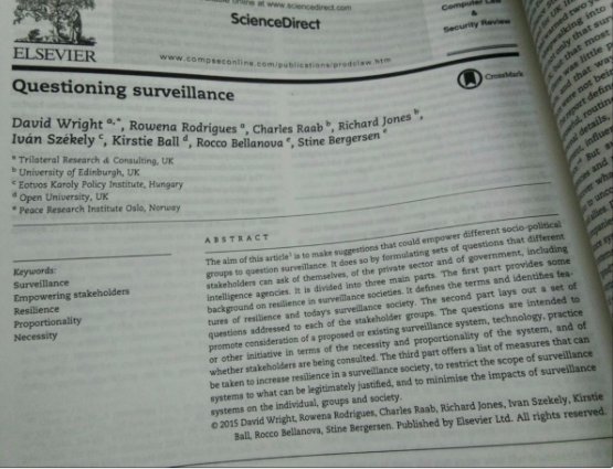 TRIResearch_'s tweet photo. Interested in #surveillance system #technology and practice? Read the questions outlined in the article Questioning Surveillance to evaluate the impact of surveillance systems @EdinburghUni #EKINT @OpenUniversity @PRIOUpdates @ElsevierConnect #irissproject https://t.co/EUccSBNb6I https://t.co/9i507rojbP