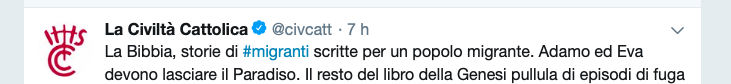 AntonioSocci1's tweet photo. Secondo "Civiltà Cattolica" Adamo ed Eva sono i primi migranti 🤣🤣🤣 Ma Dio che li aveva cacciati dal Paradiso terrestre era l'oppressore? E chi ospitò i due poveri migranti? Ultima domanda: in Vaticano conoscono almeno un altro argomento, a piacere, a parte "i migranti"? https://t.co/j8nfU7XNSQ
