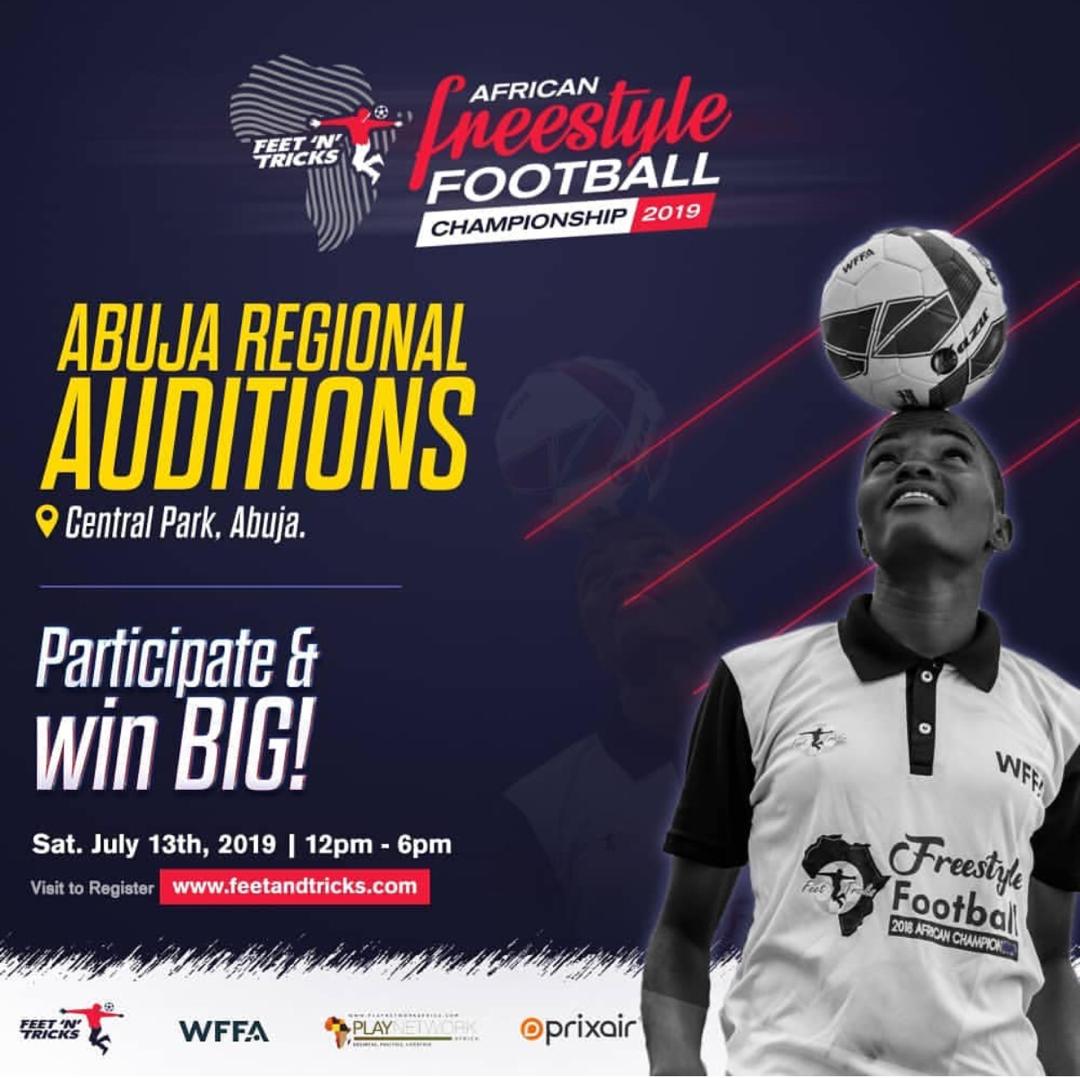potam1304's tweet photo. #AbujaTwitterCommunity come and watch Nigerian youths display their talents at the African Freestyle Football championship auditions holding tomorrow @Centralparkabj_ #AFFC19
Entry is absolutely Free! https://t.co/CQBo463tUc