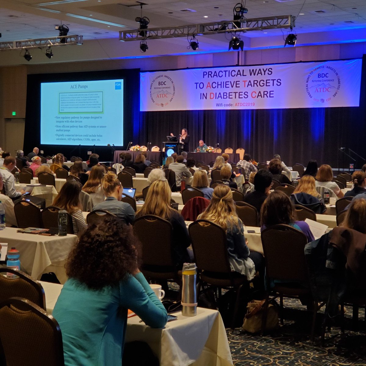 ATDCcon's tweet photo. Day 2 of #ATDC2019 begins with a Keynote on the regulatory challenges of developing diabetes technology.  Don't miss it! #Diabetes #diabetesresearch #cgm #T1D #keystonecolorado #atdc #cdfdiabetes #cdf #bdc https://t.co/g1TMzCPThv