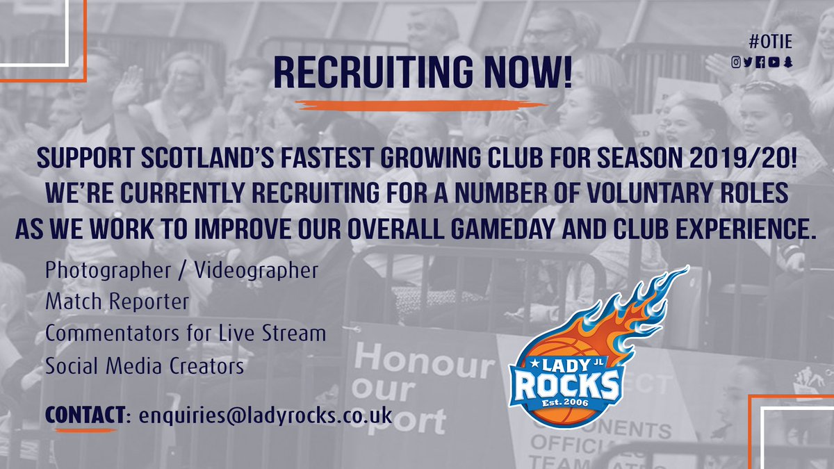 We pushed the bar to new heights during the 2018/19 season, however we still believe there is further to go!

We're looking to recruit for some key roles as part of our Gameday experience for season 2019/20.

Can you get involved? Let us know via- enquiries@ladyrocks.co.uk