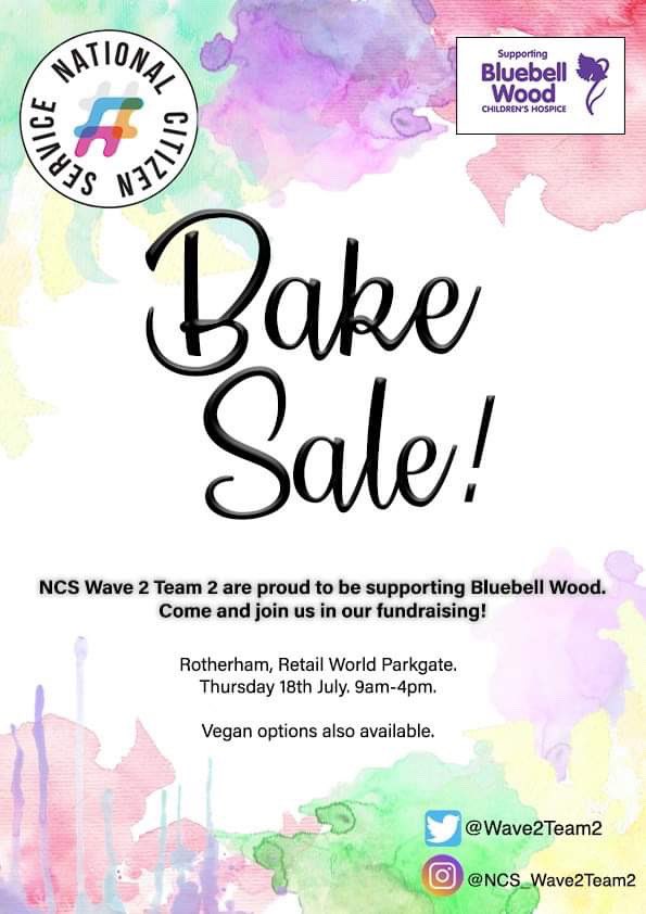 Wave2Team2's tweet image. We’re holding a bake sale on Thursday July 18th next week at Parkgate, Rotherham from 9am-4pm. 
All proceeds will be going to @bluebellwoodch and if you can, please head down and take a look!