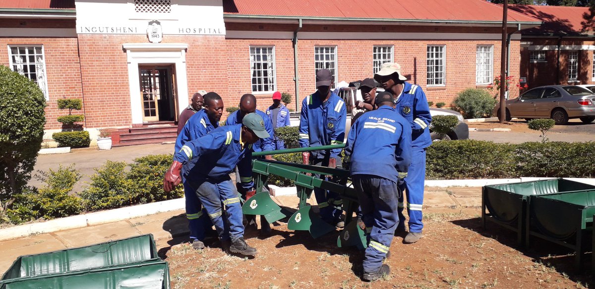 ingutshenihosp's tweet photo. ZIMPLOW Ltd, represented by Mr Ndlovu and Mrs S Gumbo today donated a tractor drawn plough &amp; cattle feeding troughs to Ingutsheni Central Hospital, in support of its horticultural &amp; cattle feeding projects. The donation was received by Ingutsheni CEO Mr E Manyawu &amp; staff members. https://t.co/XIjpFstLn8
