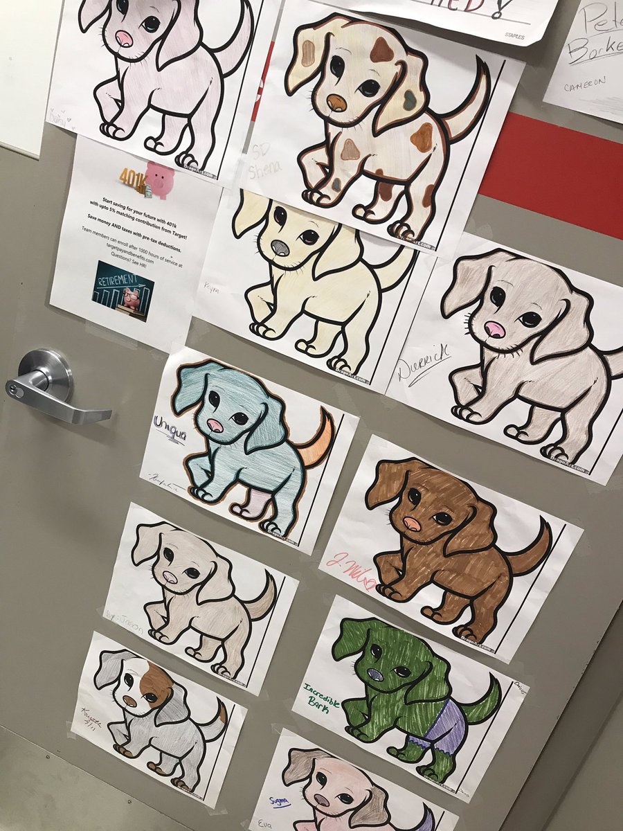 July 11th was American Pet Photo Day and we had a coloring competition yesterday. So here are a few pictures from our artist at Midwood!! Check out Bullseye wearing his red and khaki too ❤️❤️ #MidwoodStrong #T3243