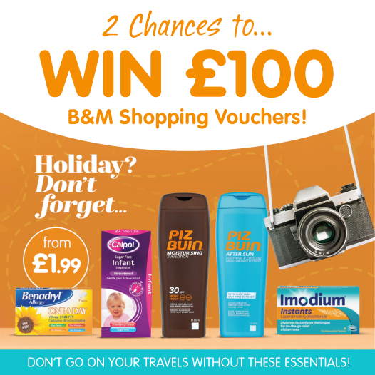 bmstores's tweet photo. ✈️ #COMPETITION TIME ✈️

We're giving away a brilliant TWO chances to #WIN £100 worth of B&amp;M Shopping vouchers thanks to Johnson &amp; Johnson!

For your chance to WIN, simply FOLLOW US, RT &amp; COMMENT "WHAT" you'd spend your vouchers on!

Competition ends 9am 18/7/19 https://t.co/YTXfOF8VQb