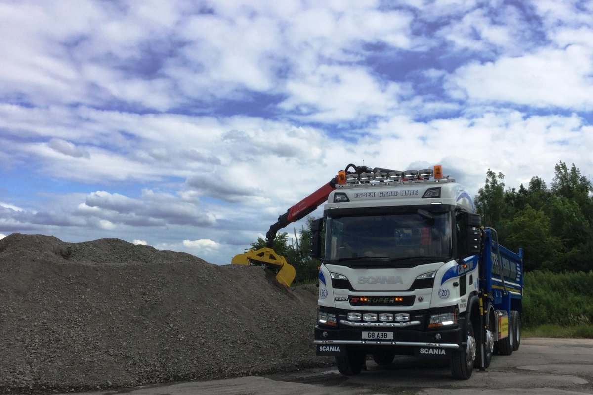 ScaniaUK's tweet photo. Congratulations to Essex Grab Hire who are celebrating 20 yrs in business. The FORS Gold family run operator are celebrating in style with this new P 450 XT. The lucky guy who gets to drive this beauty is Harry Cook, son of the owner, Dave Cook. We wish them a successful future. https://t.co/D0vwfsXqcN
