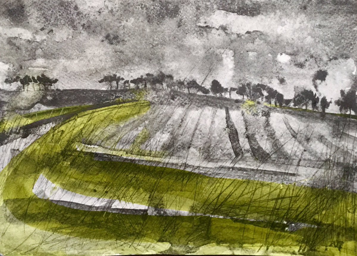 MitchenerSarah's tweet image. Delighted that my painting “Tempest Fields,Firle” has been selected for The Sunday Times Watercolour Competition @STWatercolour