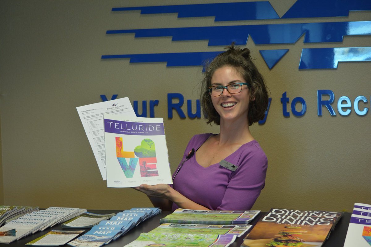 FlyMontrose's tweet image. Welcome to Montrose!! Please visit our Welcome Booth at Gate 4 for information on area attractions and pick up a visitor guide and local map.  Mel will help you with any questions you may have. #flymontrose #visitorguides  #welcometomontrose