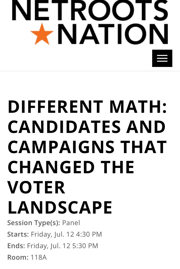 KeshaRam's tweet photo. How will we win in 2020? Meet leaders enfranchising ppl w felonies, registering youth and immigrants, and mobilizing black voters @Netroots_Nation #nn19 @cliff_notes @BlackVotersMtr @Brendinid @AMarch4OurLives @FLRightsRestore @sheena_meade @SriPKulkarni #differentmath https://t.co/jPkylY8CMy