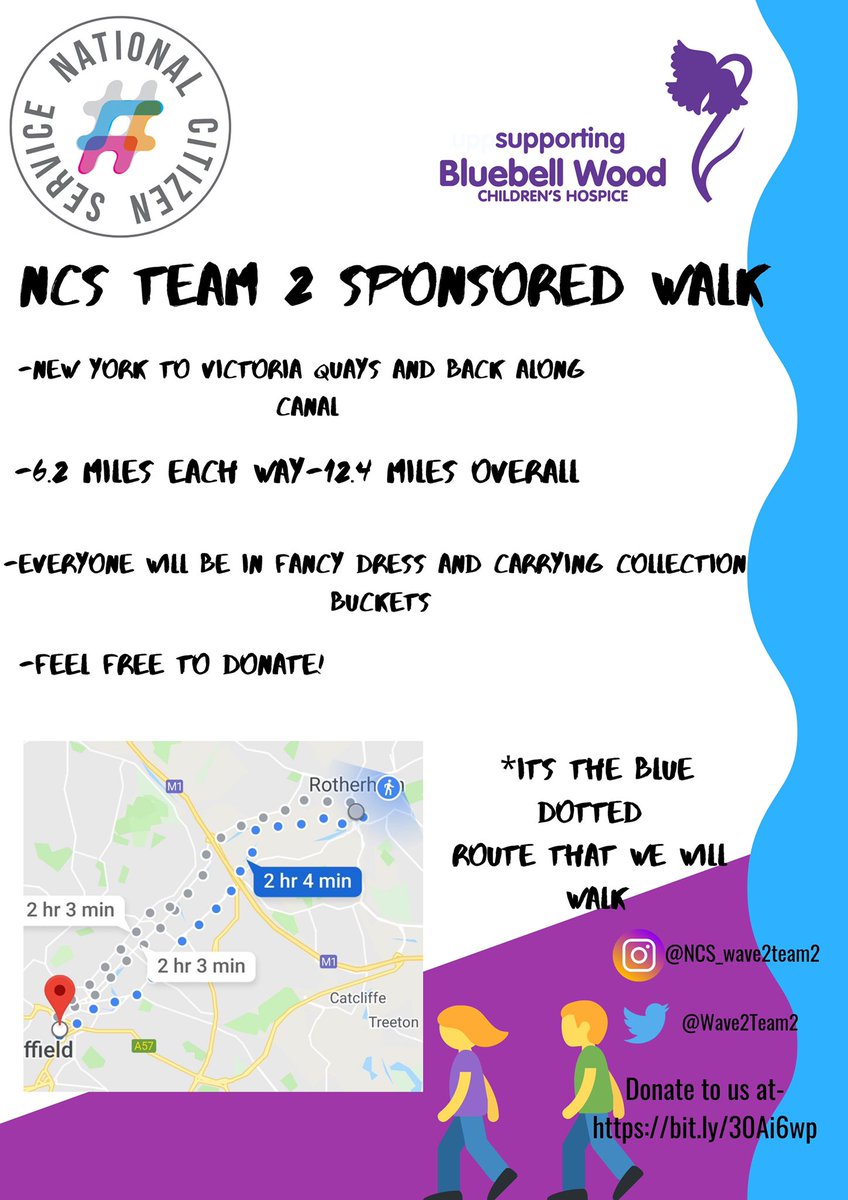 Wave2Team2's tweet image. On Monday 15th the whole of Team 2 will be doing a sponsored walk from New York Stadium to Victoria Quays and back. We’d all be grateful if you could show us some support along the way! @BluebellWoodCH