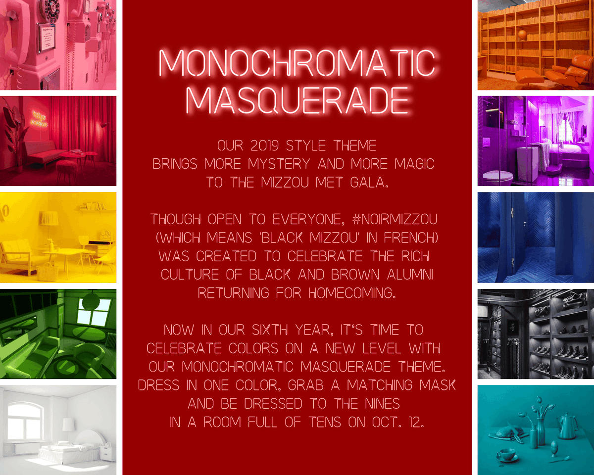 NOIRMIZZOU's tweet photo. THE STYLE THEME IS...MONOCHROMATIC MASQUERADE. Swipe through and get inspired with our official lookbook. On Oct. 12, all roads lead back to #NOIRMIZZOU.

See the full lookbook now at https://t.co/tm1Tmf66eI https://t.co/14E1JgaSp1