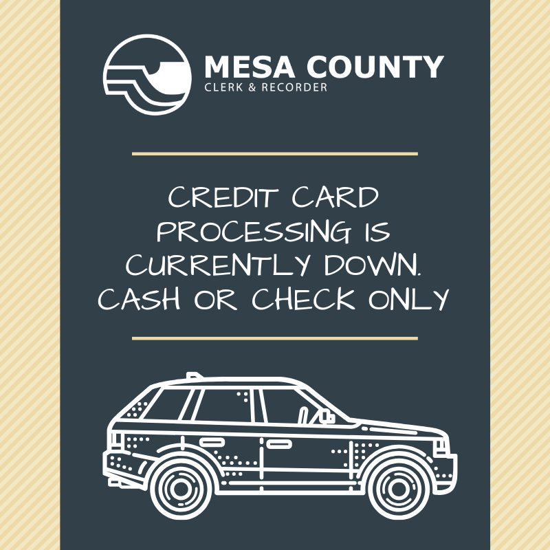 Credit card processing us currently down at the main office and #Clifton locations. Cash or check only. Kiosks can accept cc - Clifton City Market and main office, downtown GJ. #MCClerk #MCGovt #MondayOnAFriday