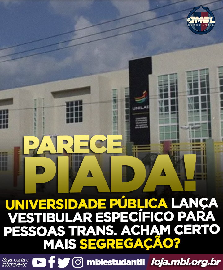 MBLestudantil's tweet photo. A Universidade da Integração da Lusofonia Afro-Brasileira (Unilab) lançou, nesta terça-feira, 9, um vestibular voltado para pessoas transgêneras e intersexuais.
#mblestudantil #mblivre #mbl #educação https://t.co/S3yVEIFM1M