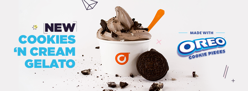 OrangeLeafQC's tweet photo. It's smooth, it's creamy, and it's blended with America's favorite cookie. Stop by Orange Leaf Moline to try our new Cookies 'n Cream Gelato made with Oreo® Cookie Pieces! https://t.co/cPBmnU0YYk