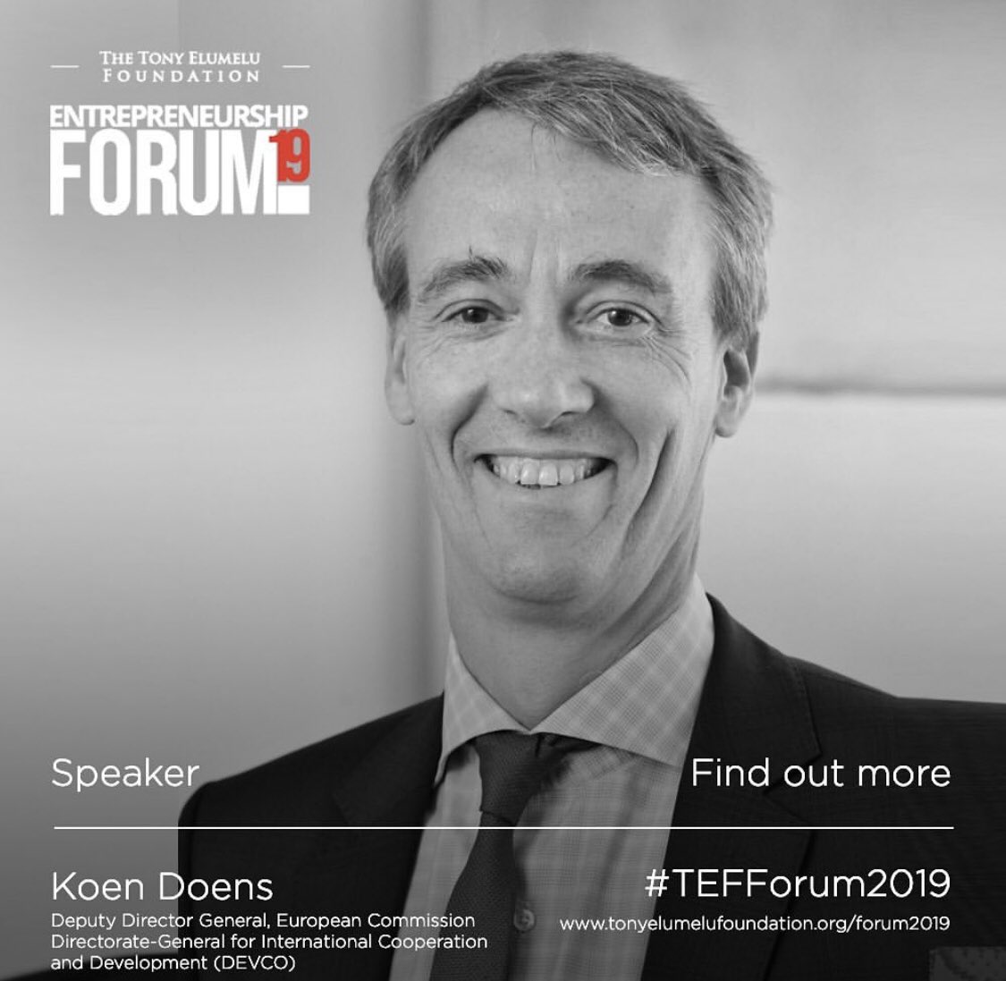 TonyElumeluFDN's tweet image. Meet Koen Doens, the DG of Development  Coordination #DEVCO. 
He will be on the presidential dialogue panel at the #TEFforum2019. 
Click here tonyelumelufoundation.org/forum2019 to register.