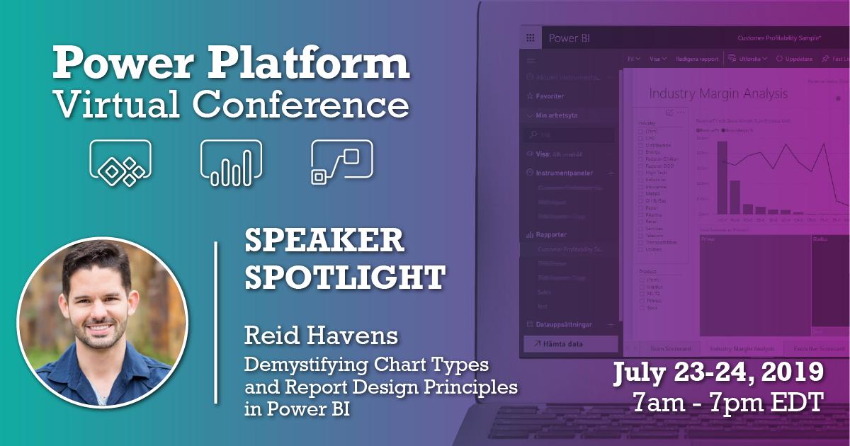 HavensBI's tweet photo. Join me on Tuesday July 23 at 9 a.m. PDT for my session on Demystifying Chart Types and Report Design Principles in Power BI at the Power Platform Virtual Conference. This 2-day online conference is only $49. Register today! #PowerPlatformCon #PowerBI https://t.co/9MidY8aJXg https://t.co/F7IfUGOJmk